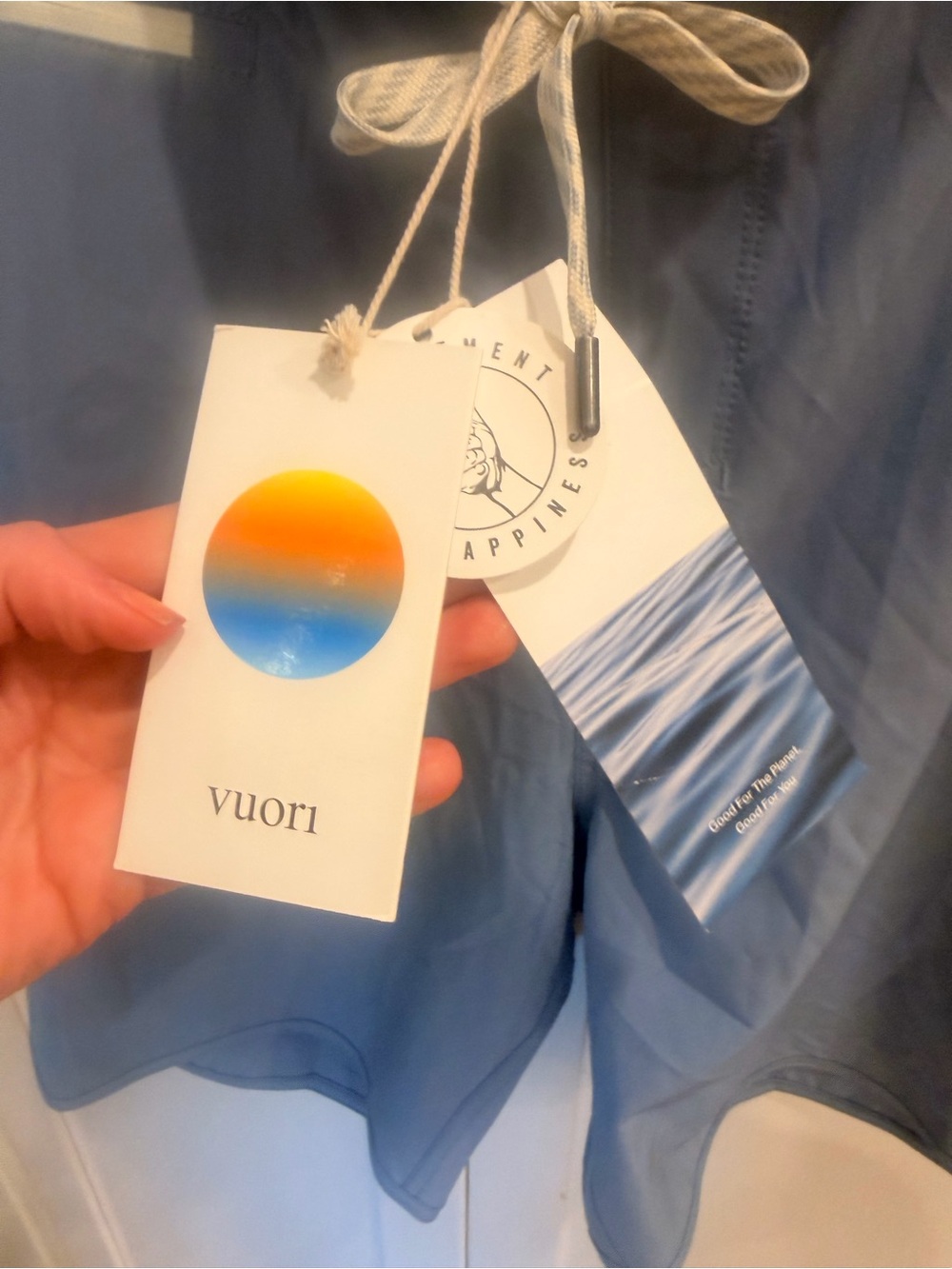 Vuori Light Blue Elastic Waist Swim Trunks with Drawstring! - Picture 4 of 9